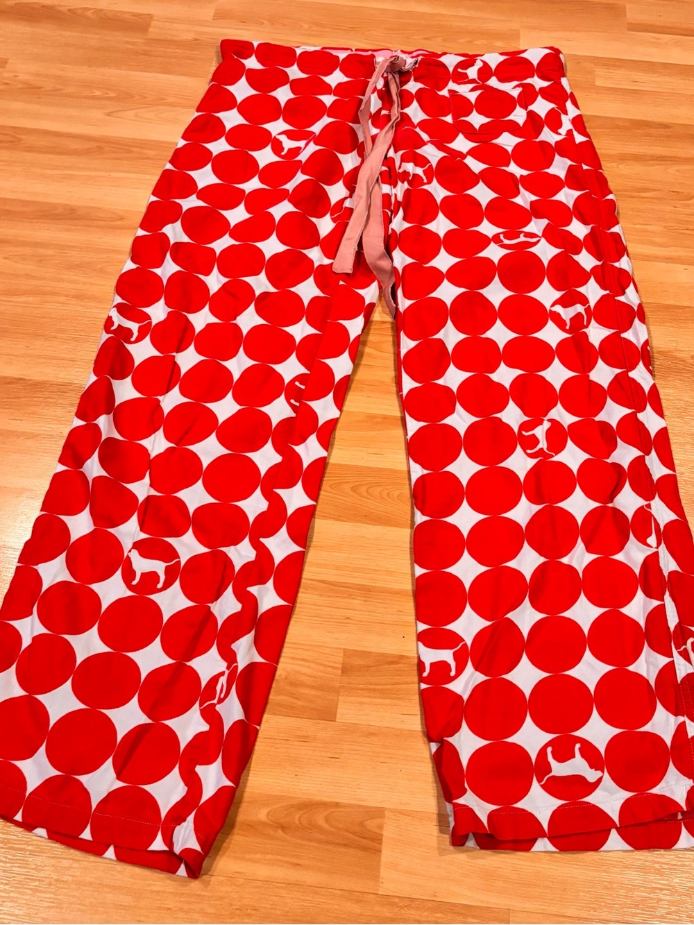 PINK Victoria’s Secret Y2K Red Polka Dot Lounge Pants with Drawstring